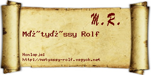 Mátyássy Rolf névjegykártya